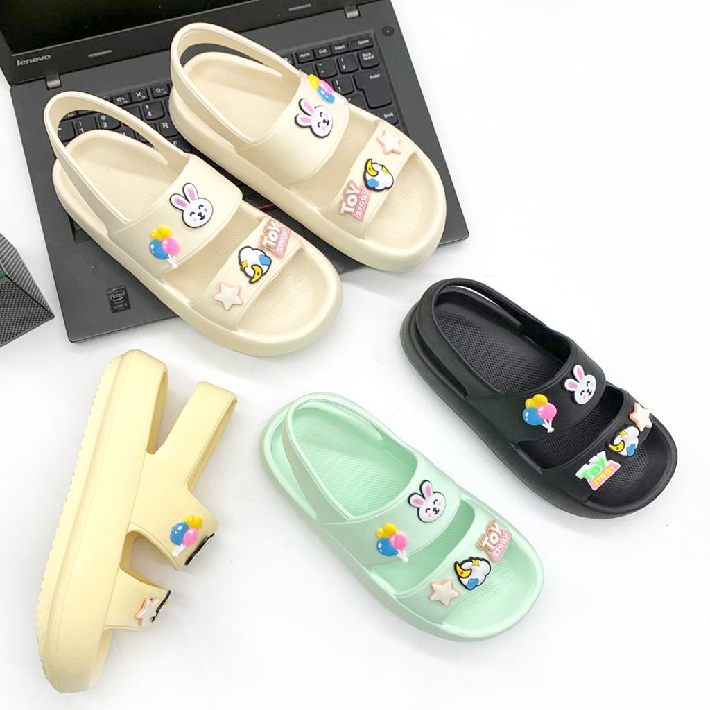 Sandal Wedges Lalisa Sandal Selop Wanita Korean Style Model Tali Belakang Terbaru