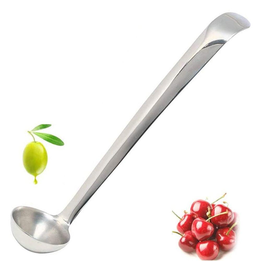 Solighter Olive Spoon Serbaguna Gagang Panjang Stainless Steel Selai Slotted Spoon