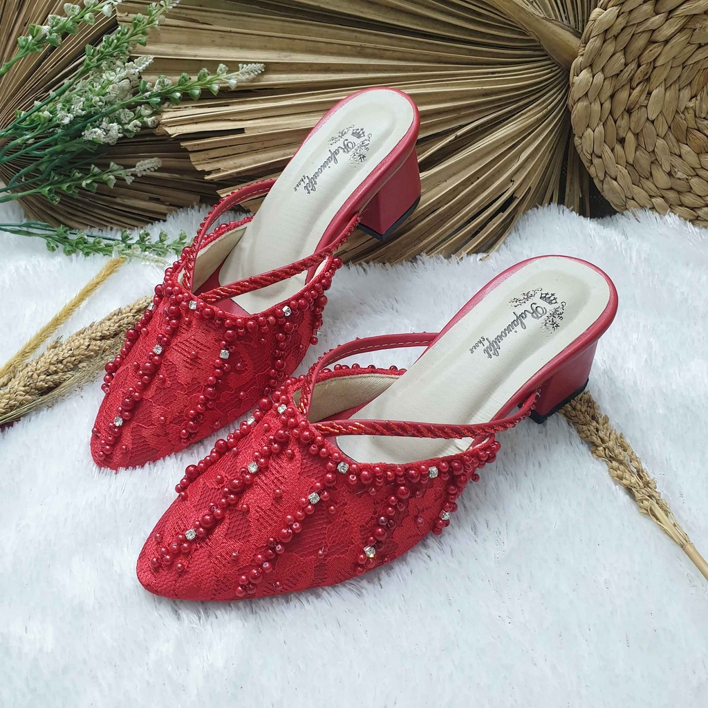 Sepatu wedding pesta cantik mesika merah cabe 5cm tahu