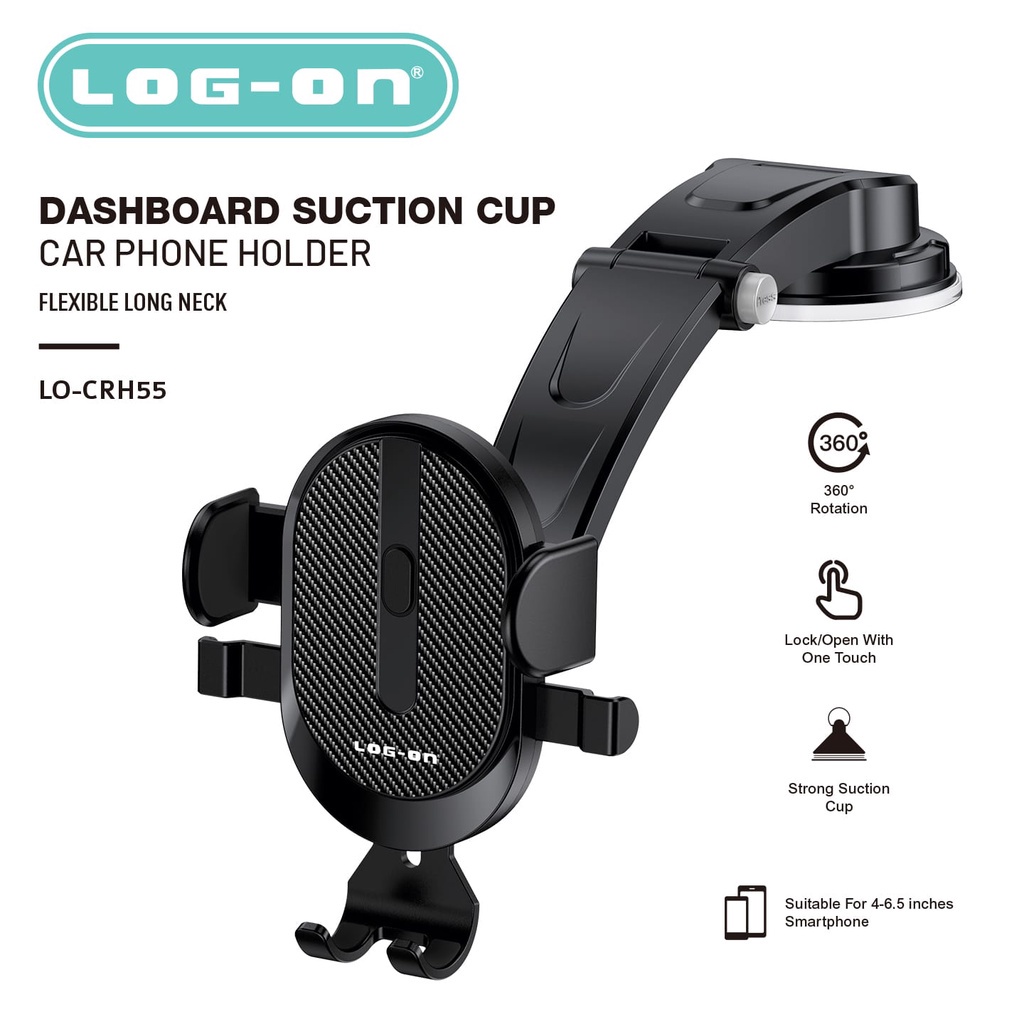 LOG ON CAR PHONE HOLDER LO-CRH55 DASHBOARD SUCTION CUP FLEXIBLE LONG NECK