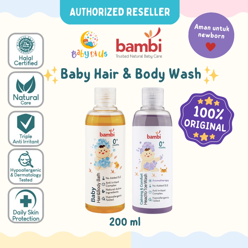 Bambi Sabun Bayi - Baby Hair And Body Bath &amp; Baby Head to Toe Wash 200ml