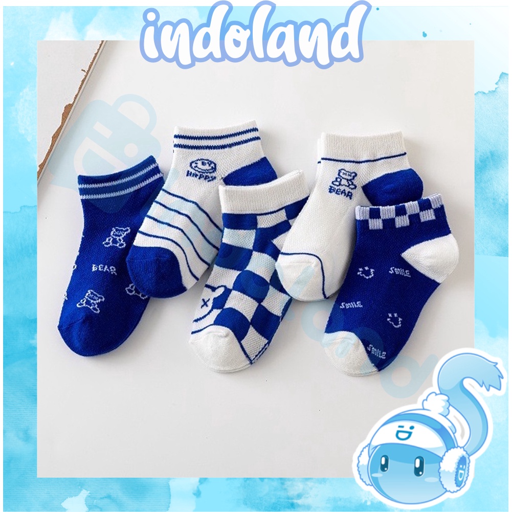 ☀INDOLAND☀ Kaos Kaki Anak Motif Blue Bear Kaus Kaki Bayi Lucu Karakter KK039