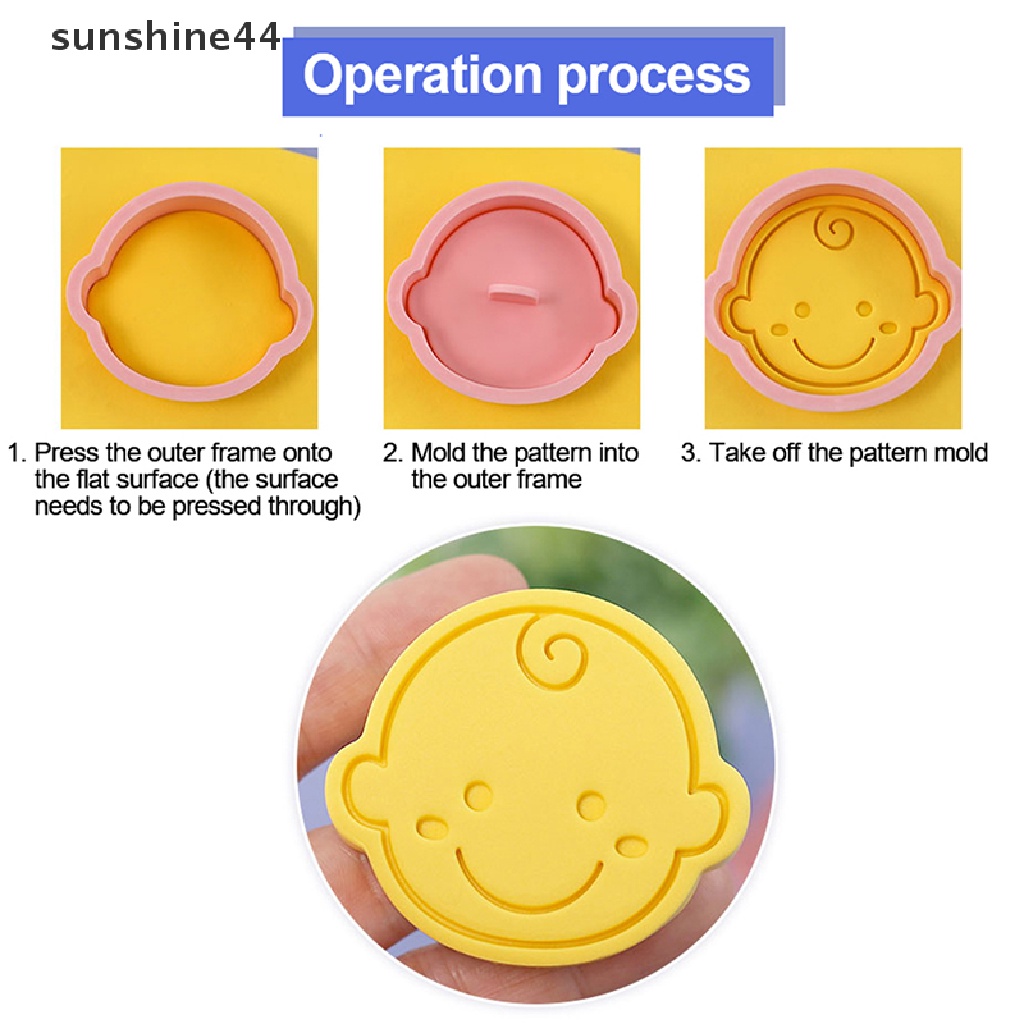 Sunshine 8pcs/Set DIY Bayi Kartun Biskuit Cetakan Cookie Cutter 3D Biskuit Cetakan Plastik Baking Cookie Stamp Cookie Decorag Tools.