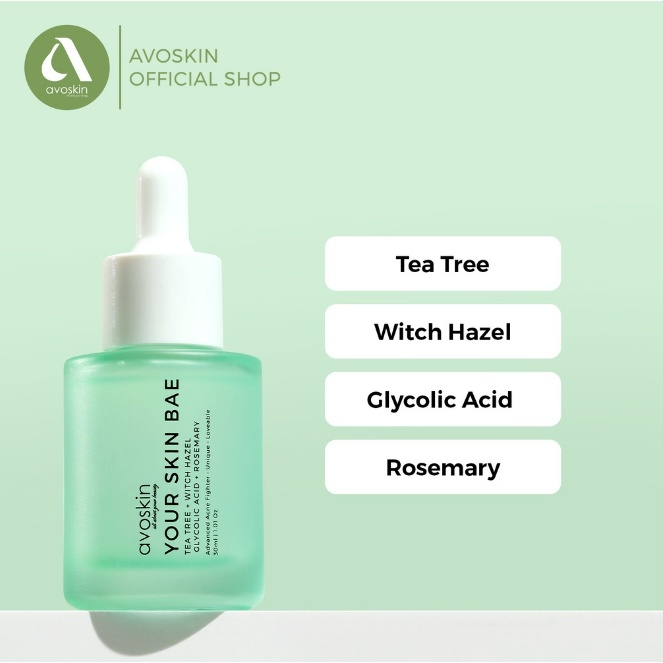 Avoskin Your Skin Bae Serum Tea Tree + Witch Hazel + Glycolic Acid + Rosemary (30 ml)
