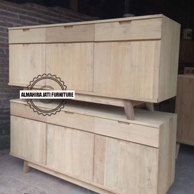 Buffet lemari ruang tamu minimalis jati mentahan