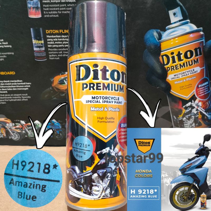 Pilok Cat Diton Premium Amazing Blue 9218 Biru 400cc Tahan Bensin Cepat Cat Semprot Diton Premium Cat Diton Pilok Diton Pilox Diton 400cc