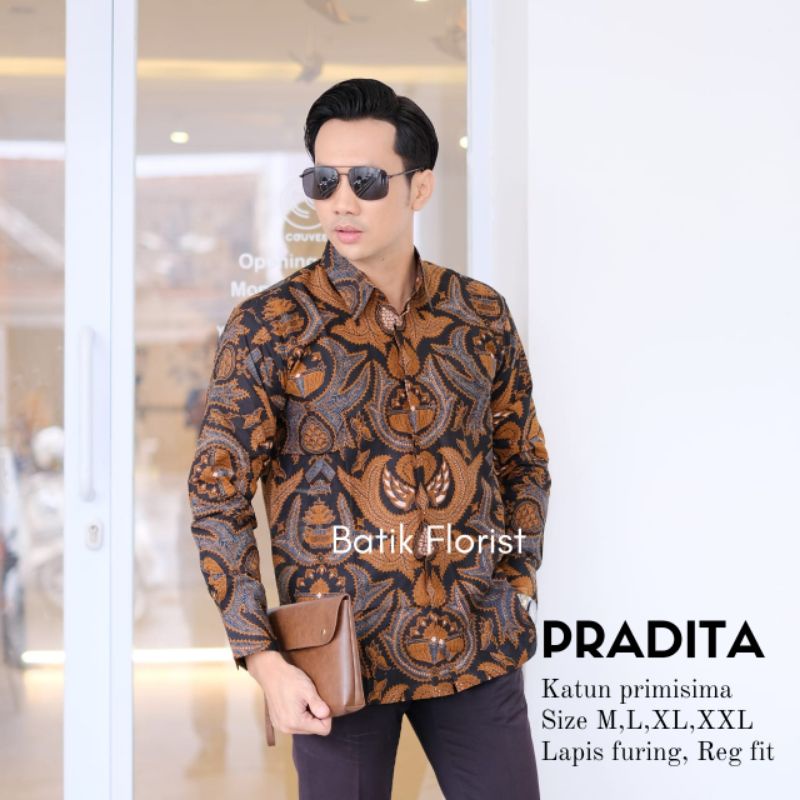 Pradita Batik Coklat Lengan Panjang Ori Florist