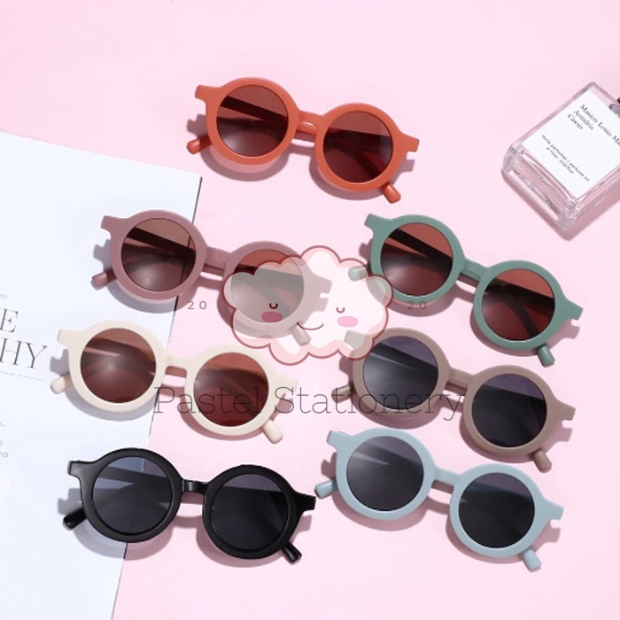 Kacamata Hitam Bulat Anak Bayi Fashion - Kaca Mata Doff Import