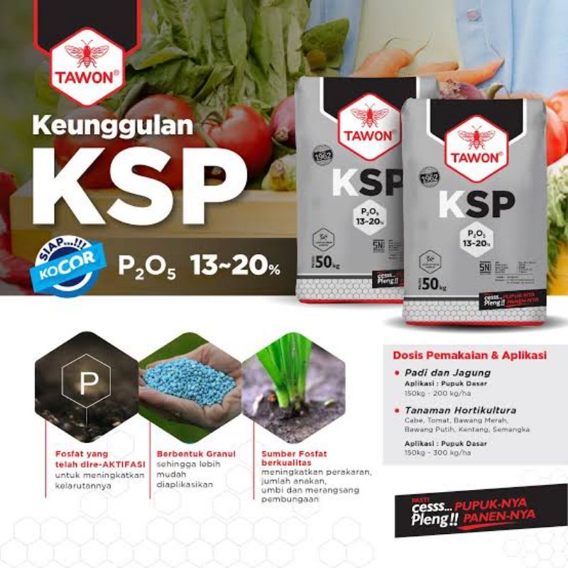 PUPUK PHOSPHATE KSP CAP TAWON 1 KG REPACK | PUPUK TS SP KSP POSPAT