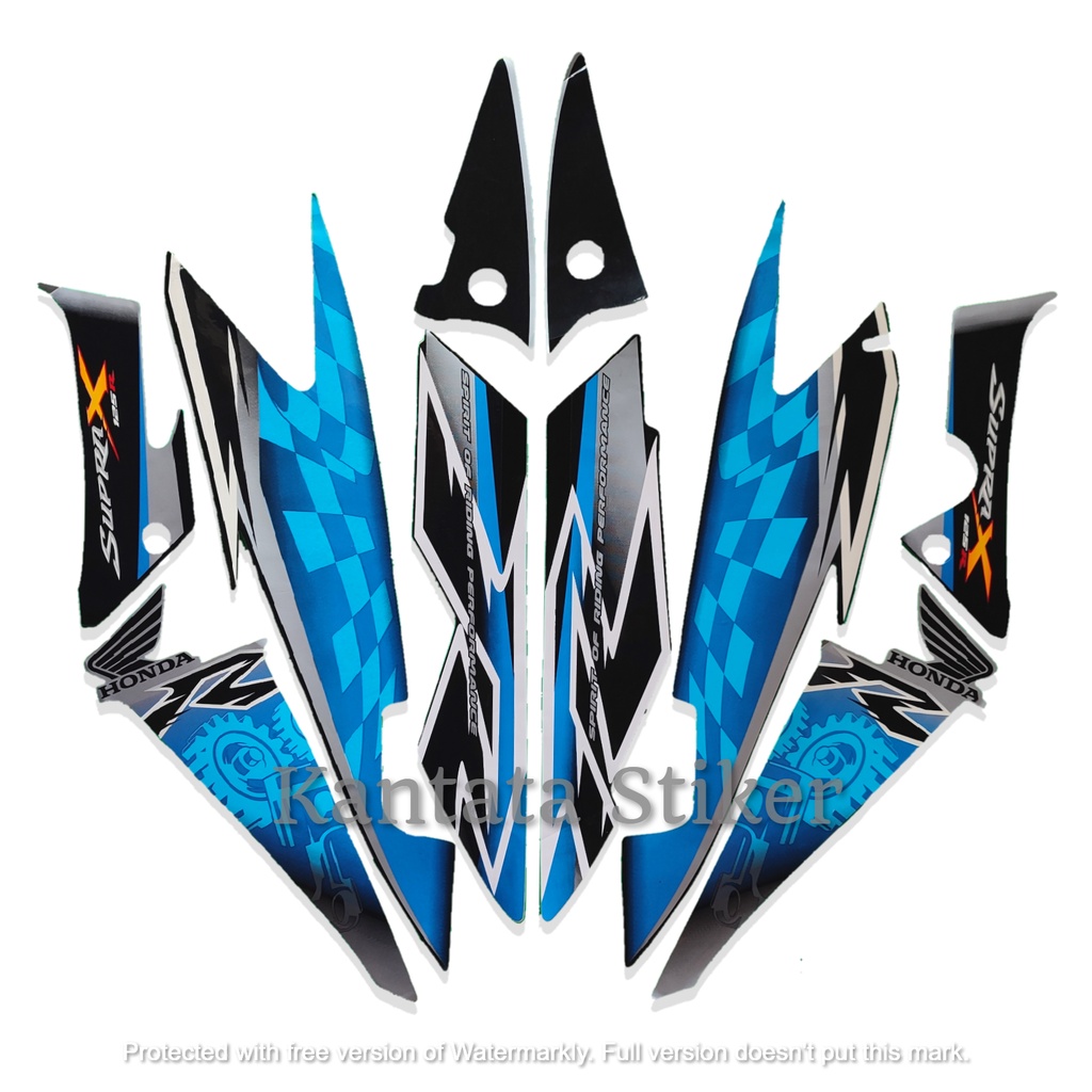 Stiker Striping Motor Honda Supra X 125R 2008 Biru