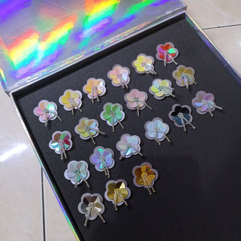 Payet bunga rangkai sequin bulat juntai pasir payet