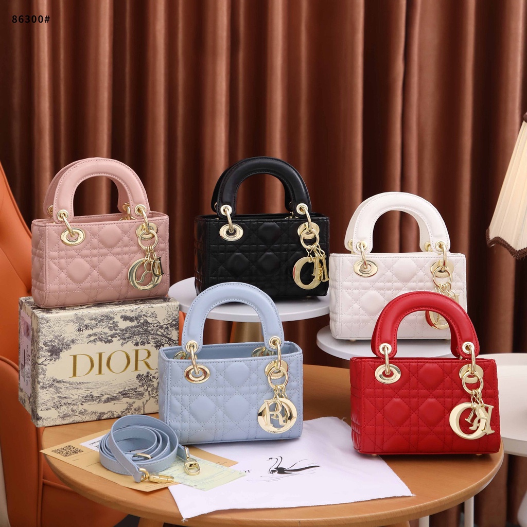 TAS WANITA BATAM IMPORT DIOR LADY MINI D JOY BAG 86300 KWALITAS SEMI PLATINUM