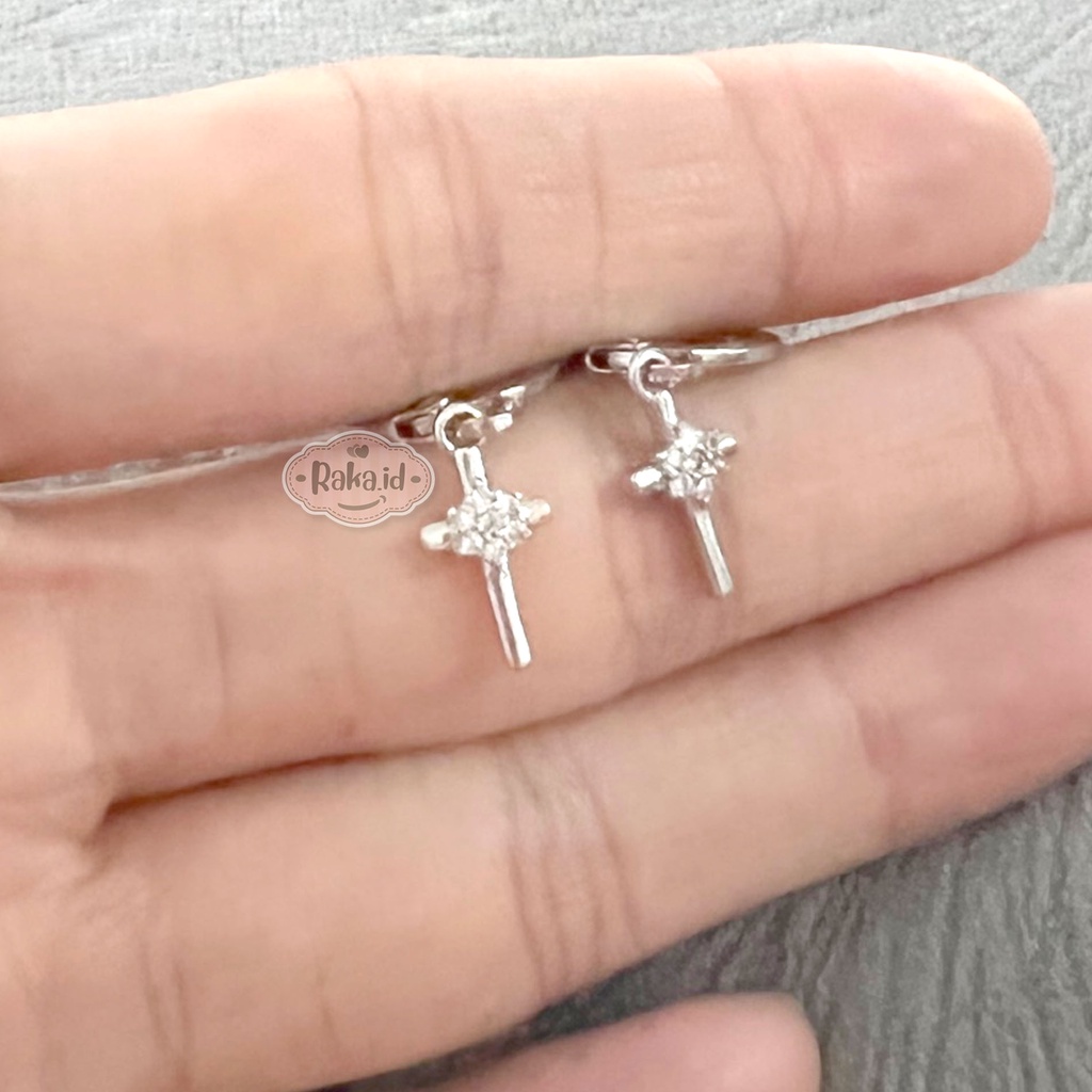 Anting Klip Wanita Korea Xuping Fashion Salib Permata Tengah Perhiasan Aksesoris Wanita 572