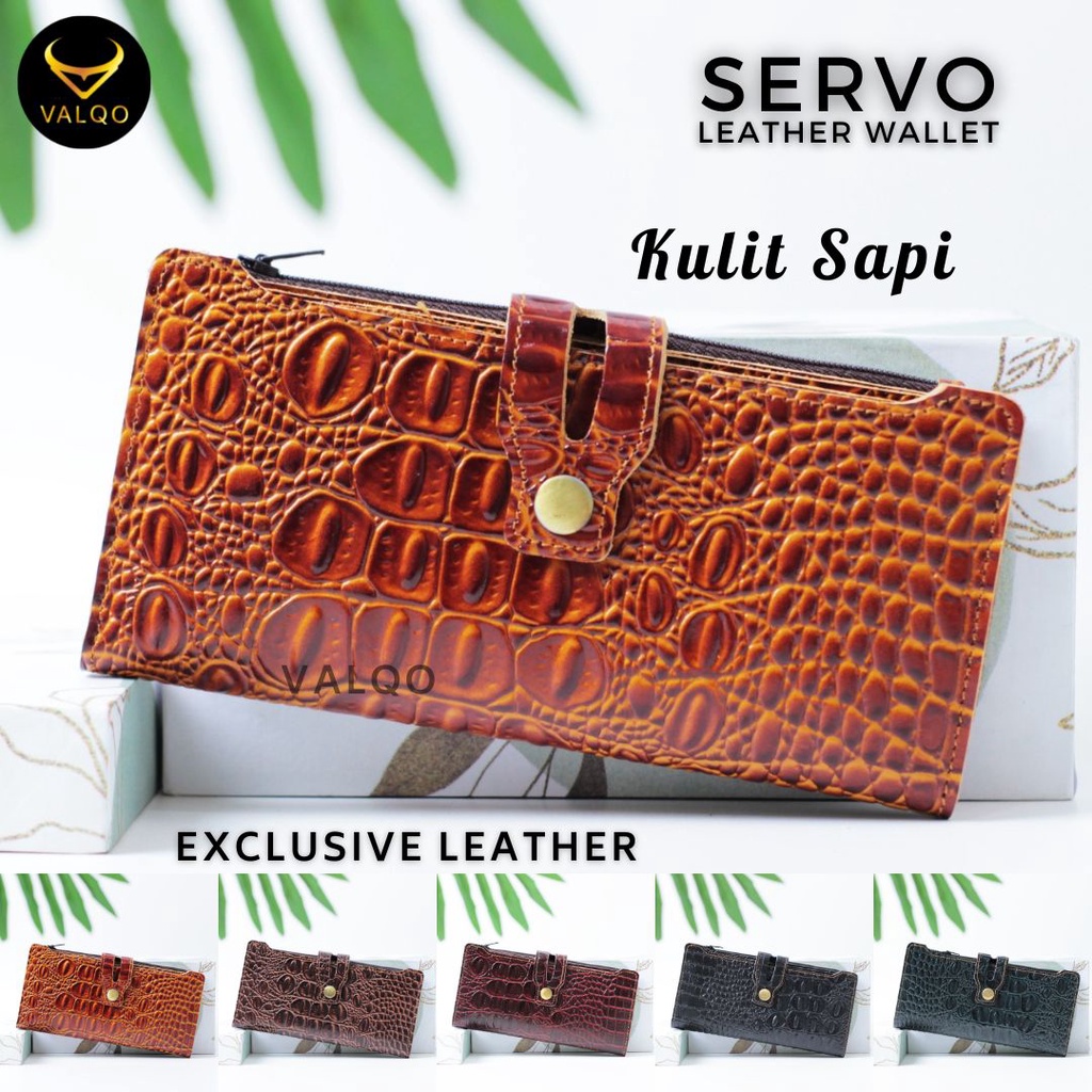 [VALQO] SERVO BY Dompet Kulit Sapi Motif Buaya untuk Pria Wanita