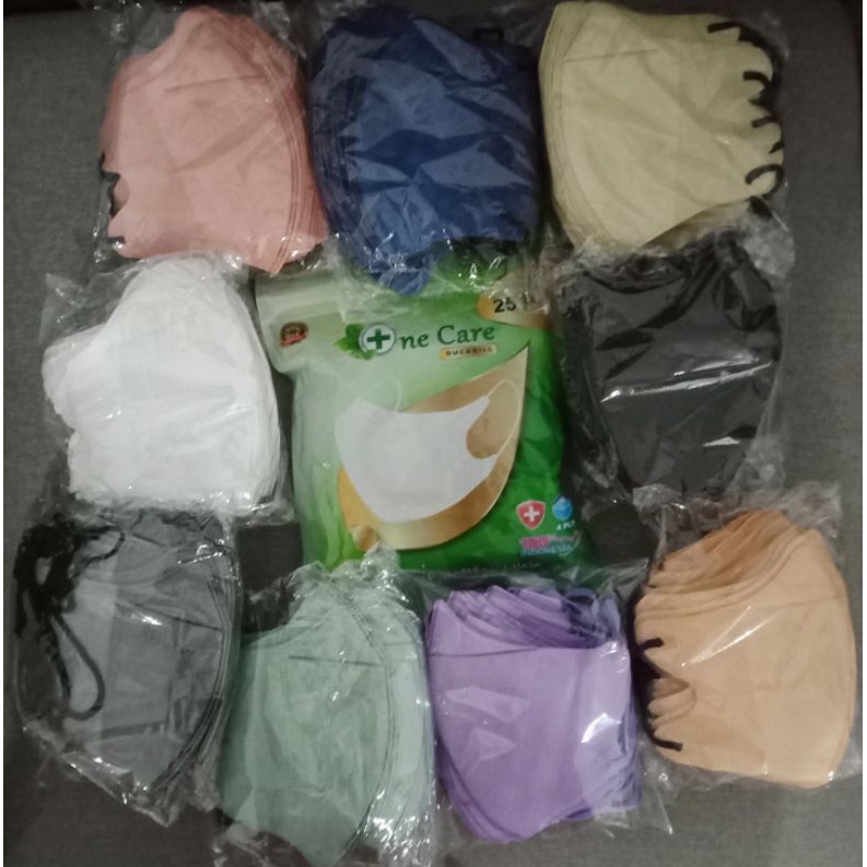 READY ISI 25 MASKER DUCKBILL ONECARE EMBOS ONE CARE HITAM PUTIH KEMASAN ZIPLOCK HIGIENIS 4 PLY