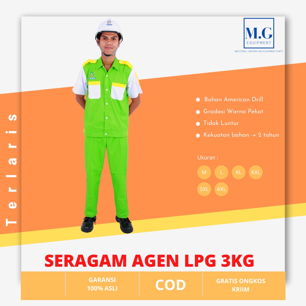 Seragam Lpg 3 kg Pertamina Lengan Pendek Hijau