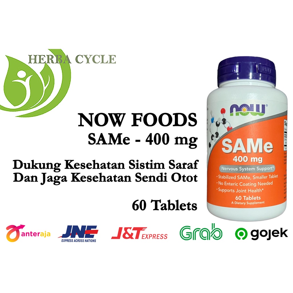 Now Food SAMe 400 mg 60 Tablets Dukungan Sistim Saraf Dan Kesehatan Sendi ORI USA