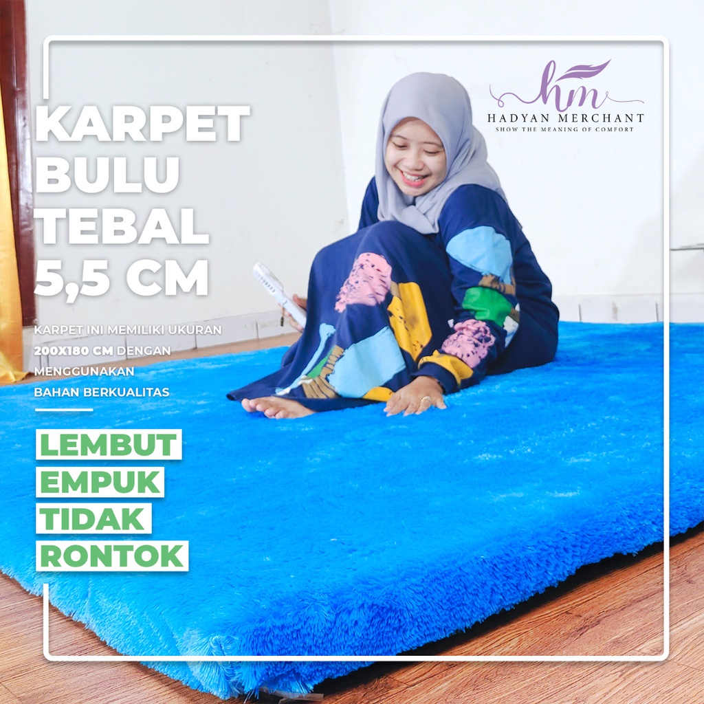 Hoommy - Karpet Bulu Tebal 5,5 cm Ukuran 200x180 cm Ukuran Kasur No.1