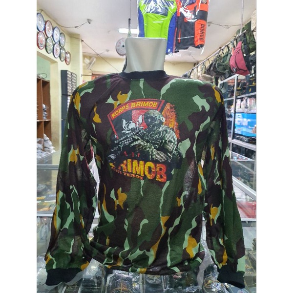 Kaos bantalan Loreng Brimob Besar | Kaos Panjang Loreng | Kaos Loreng Logo Army lengan panjang