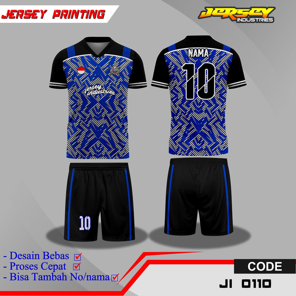 Jersey OIahraga Sepak Bola Full Printing, Kaos Jersey Team Futsal - Desain Bebas Custom, Bisa COD
