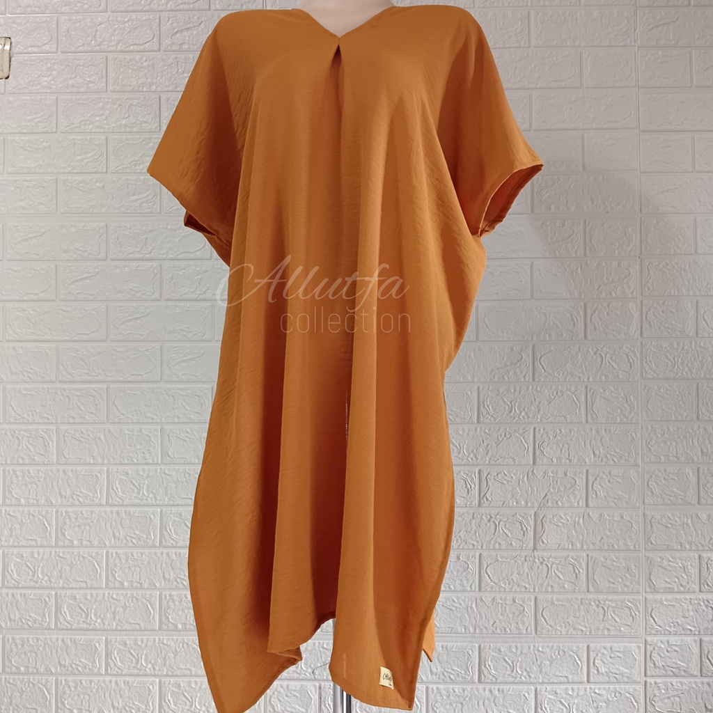 Long Square Cringkle Airflow Jumbo  atasan wanita Blouse V Neck