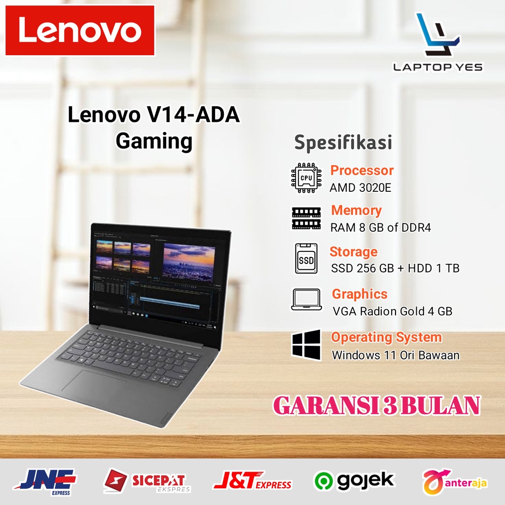 Laptop Lenovo V14-ADA Gaming Second AMD 3020E RAM 8 GB Dual Penyimpanan Murah