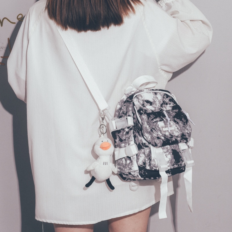 ✙♀Sera Kapasitas Besar Siswa Kelas Tas Wanita Jepang Tie-Dye Messenger Tas Korea Versi Harajuku Ulzzang All-Match ransel