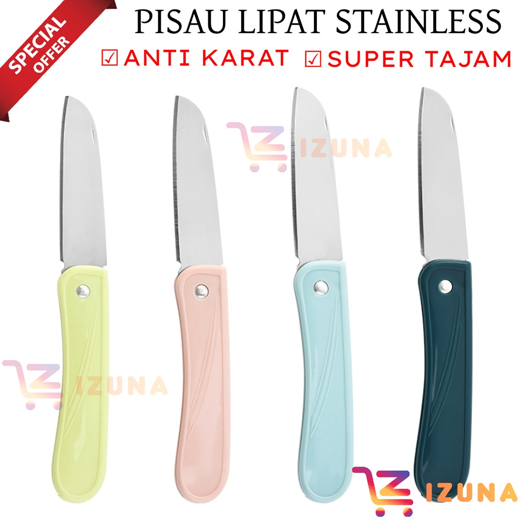 [IZUNA] PISAU LIPAT MINI STAINLESS STEEL / PISAU BUAH DAPUR / PISAU BUAH / PISAU DAPUR TRAVELLING WARNA WARNI / PISAU SAYUR