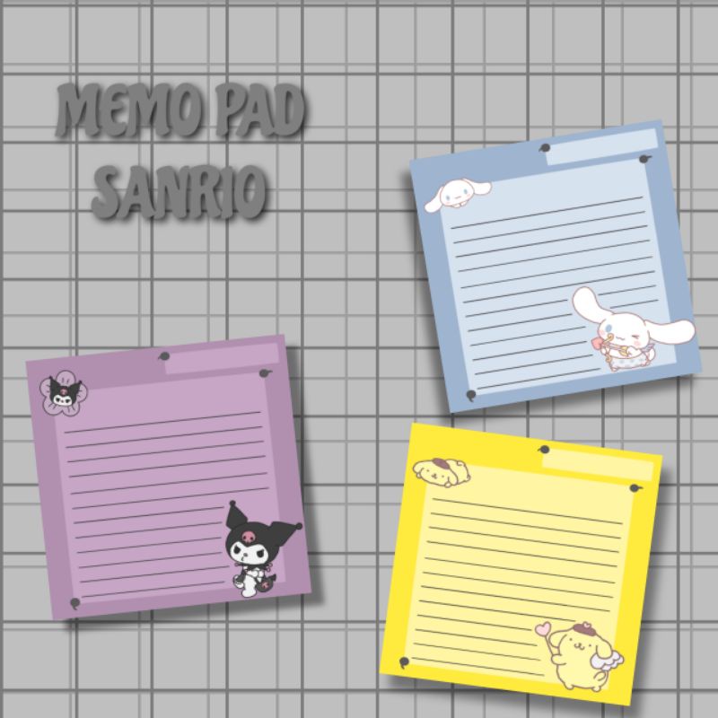 

MEMO PAD SANRIO || MEMO PAD KUROMI || MEMOPAD CINNAMOROLL || MEMO PAD POM PURIN || MEMO PAD LUCU || MEMOPAD SIMPLE