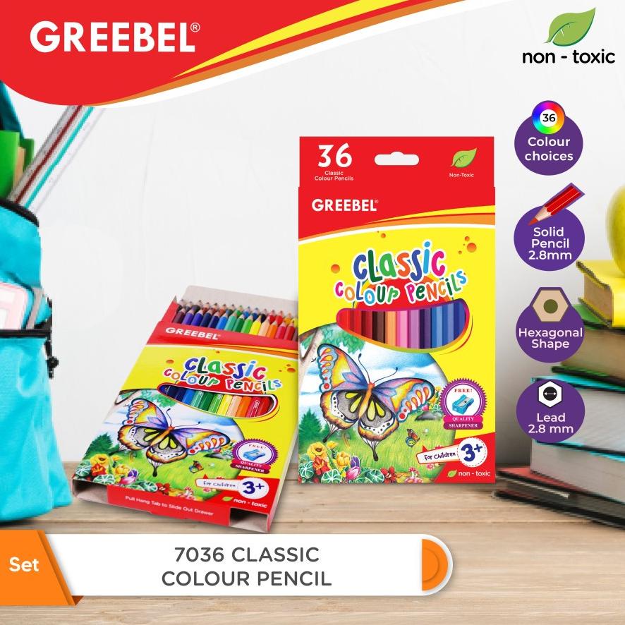 

( BISA COD ) GREEBEL Pensil Warna anak 7036 CLASSIC COLOR PENCIL 36 WARNA / Pensil Colouring Coloring / Colored Pencils / Pensil Warna .,