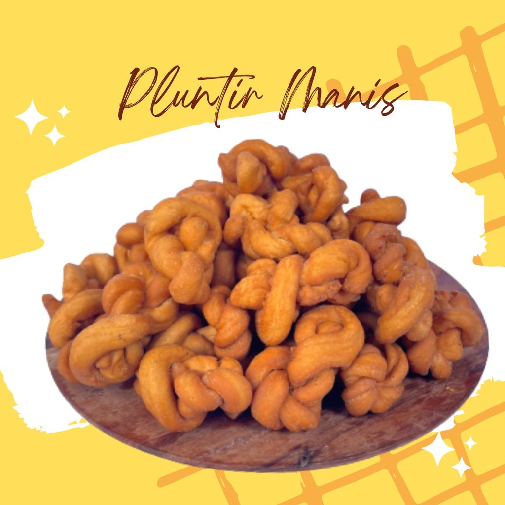 

Pluntir Gurih Manis Berat 500 gr Renyah Pluntir Manis Jajanan Camilan Enak