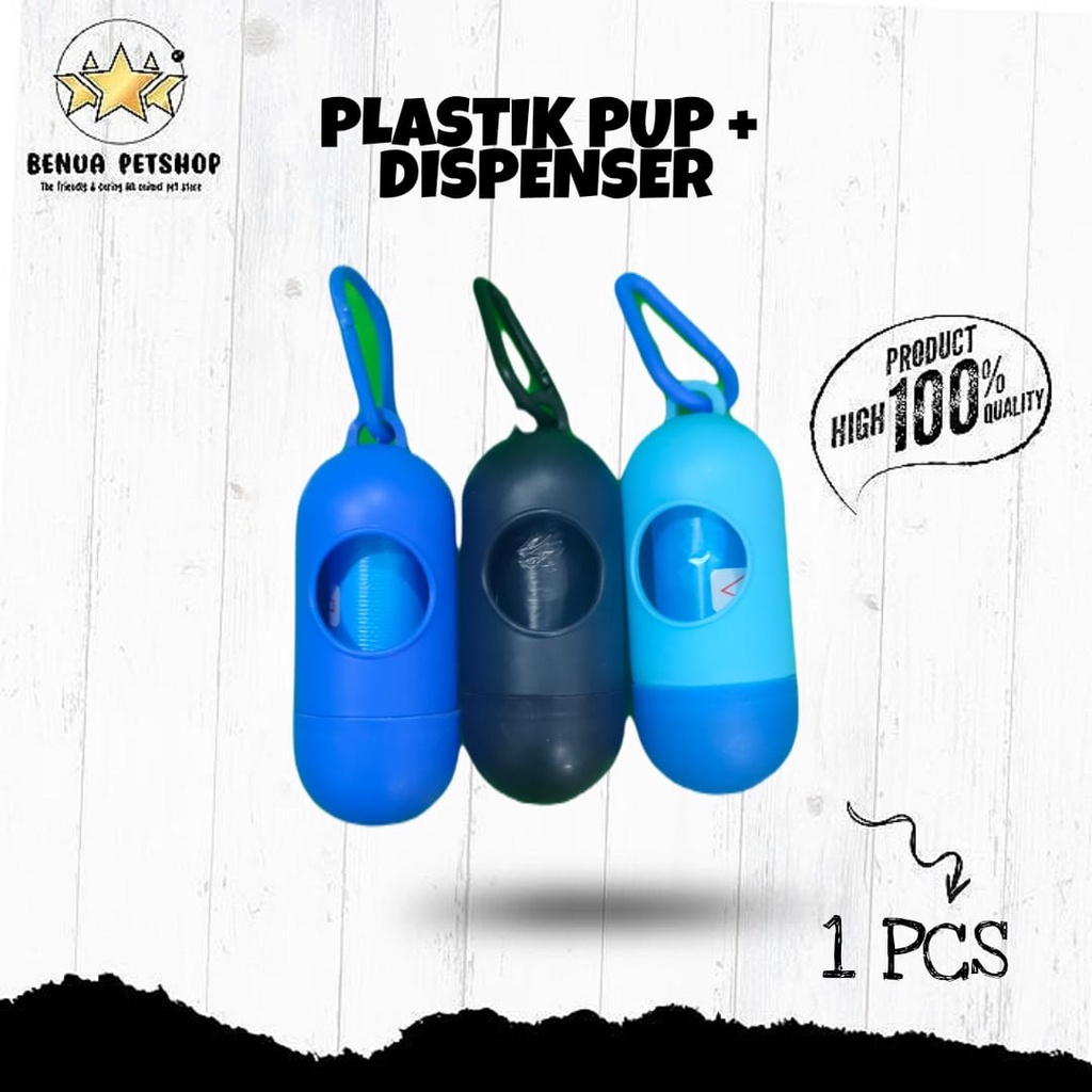PLASTIK PUP + DISPENSER PRAKTIS UNTUK HEWAN PELIHARAAN