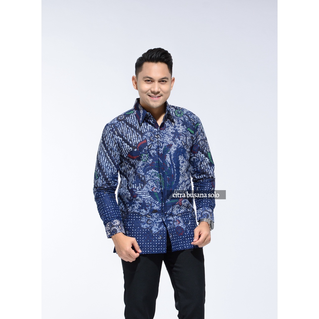 PEKSI LUHUR BIRU Kemeja Batik Pria Full Furing Bahan Katun Primisima