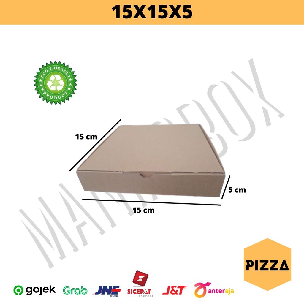 

Kardus packing / box / kemasan / packaging / bungkus model pizza uk 15x15x5 cm polos bahan coklat