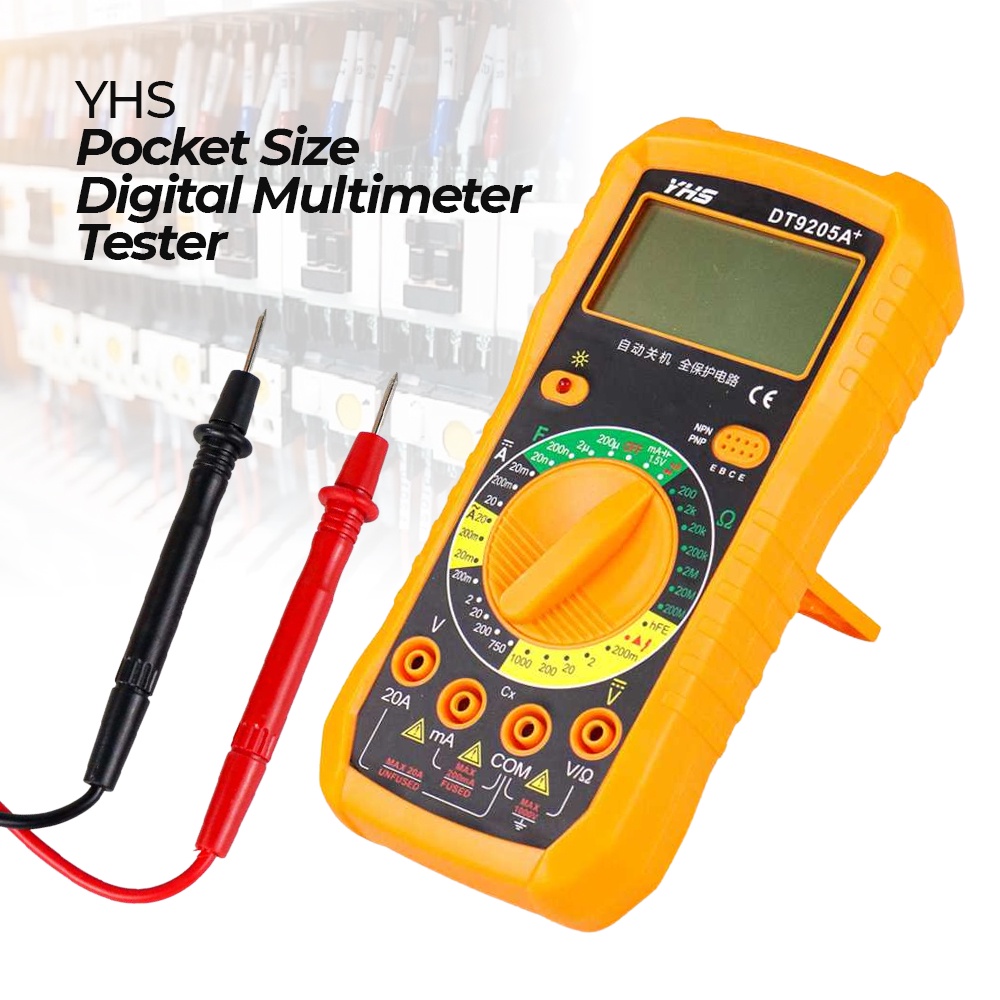 YHS Pocket Size Digital Multimeter Tester - DT9205A+ - Orange