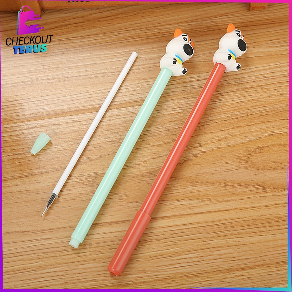 CT A47 Pulpen Gel Karakter Puppy Lucu 0.5mm Motif Polos Alat Tulis Pena Cair Doggie Perlengkapan Sekolah Korean Style Import