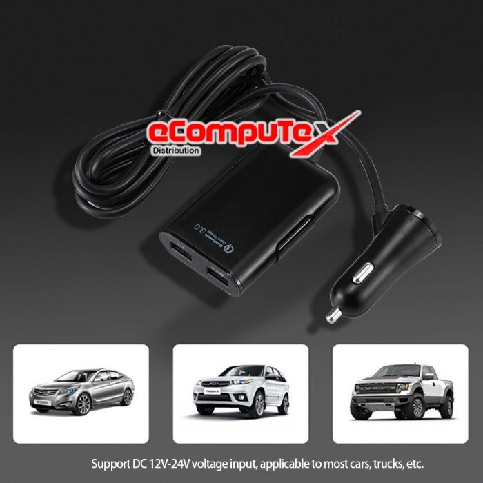 CAR CHARGER 4 PORT USB 2 USB MOBIL SUPER FAST CHARGING - 4 PORT USB - 2 Port USB