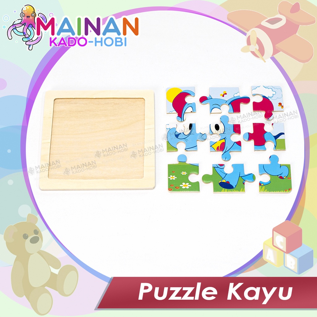 MAINAN EDUKASI ANAK PUZZLE KAYU 3D KARAKTER HEWAN ELEPHANT SMALL SIZE