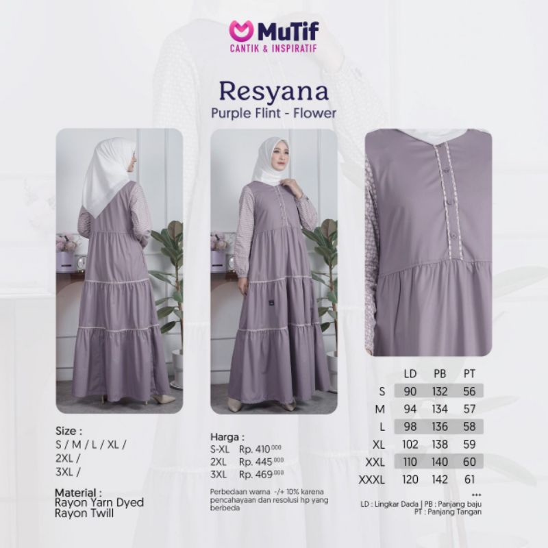 Gamis Mutif Resyana Purple Flint Flower