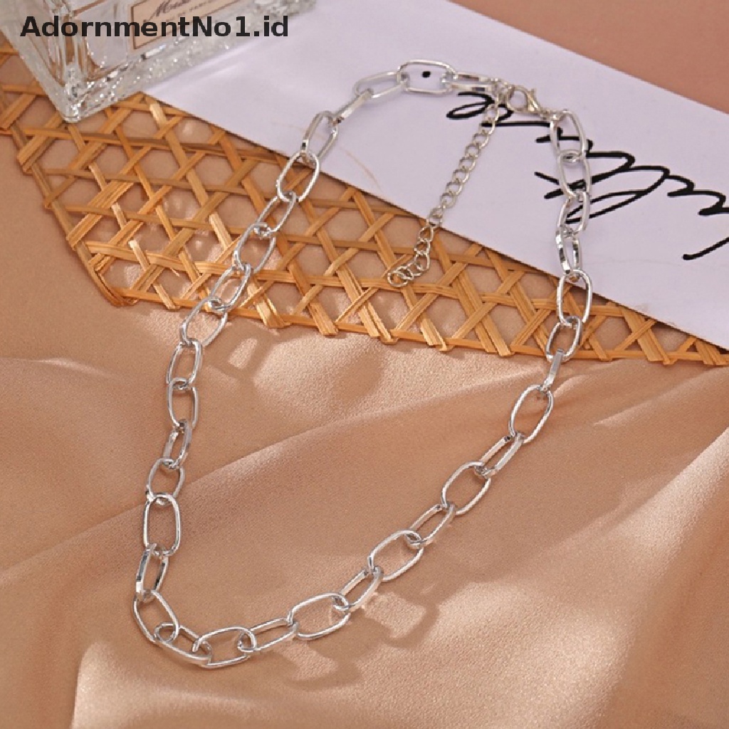 [AdornmentNo1] 2022fashion Kalung Retro Besar Untuk Wanita Memutar Warna Emas Chunky Tebal Lock Choker Rantai Kalung Perhiasan Pesta [ID]