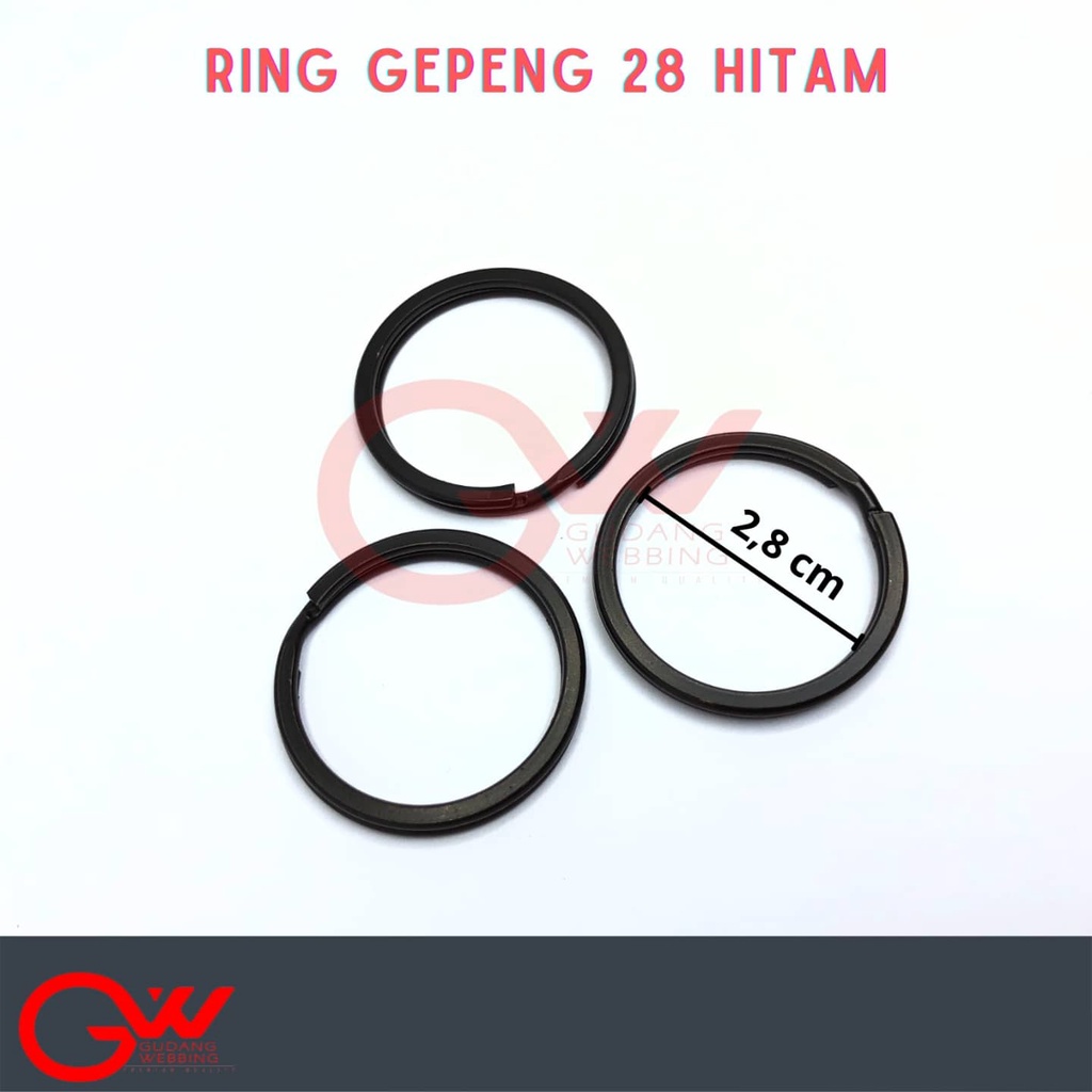 RING GANTUNGAN KUNCI / RING GEPENG 25/28 mm BLACK - ECERAN 1 PCS