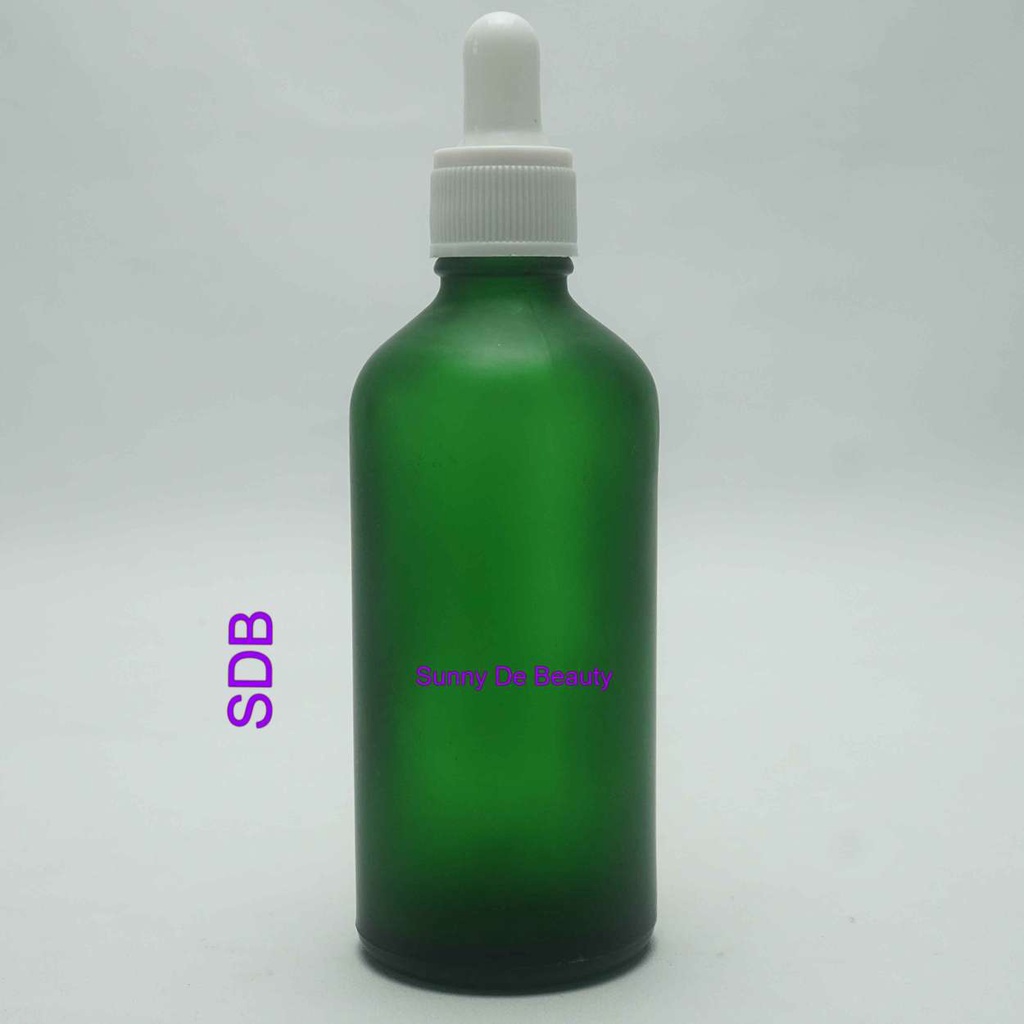Botol Kaca 100 ml Kosmetik BR Hijau Frosted PP Pipet Tidak Segel / Kaca 100 ml Pipet / Botol Pipet K