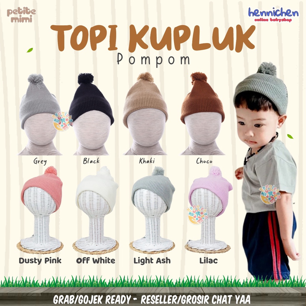 PETITE MIMI TOPI KUPLUK BAYI POMPOM TOPI BAYI PETITE MIMI FREE SIZE