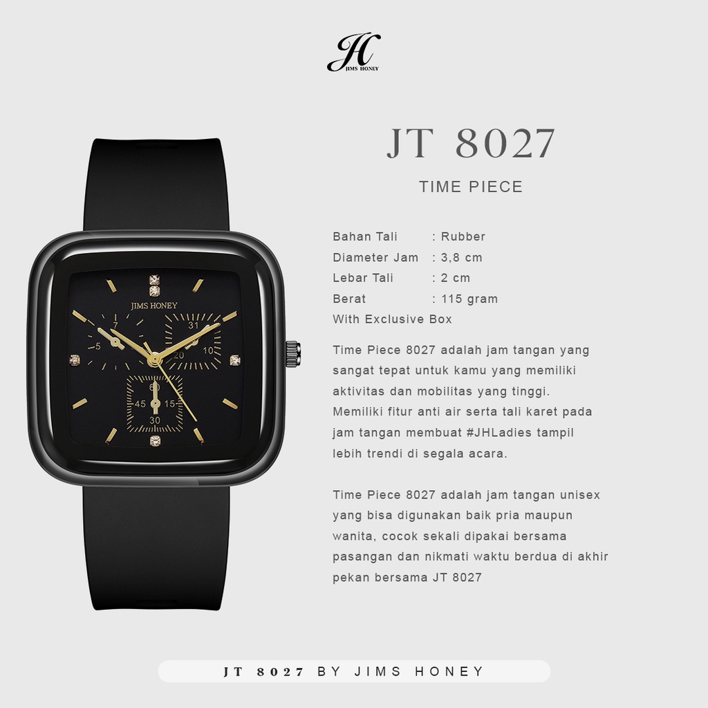 JIMS HONEY JAM TANGAN UNISEX PRIA WANITA JT 8027 (FREE BOX+BATERAI)