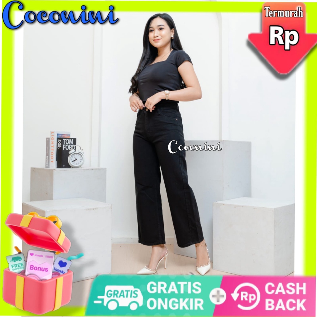 Kulot Hitam Celana kulot hitam wanita cewek  bahan jeans tebal kekinian/ celana yg dipake fuji / cel