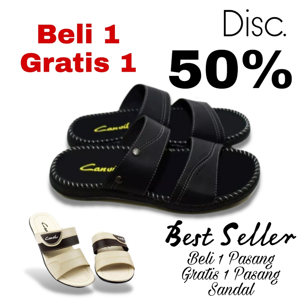 SANDAL KULIT PRIA BELI 1 GRATIS 1 TERBARU