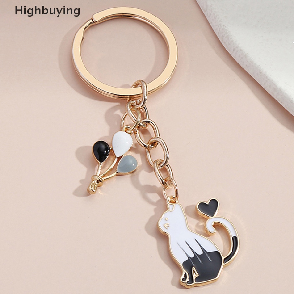 Hbid Gantungan Kunci Balon Hati Kucing Lucu Enamel Key Chains Hadiah Untuk Aksesoris Handbag Glory