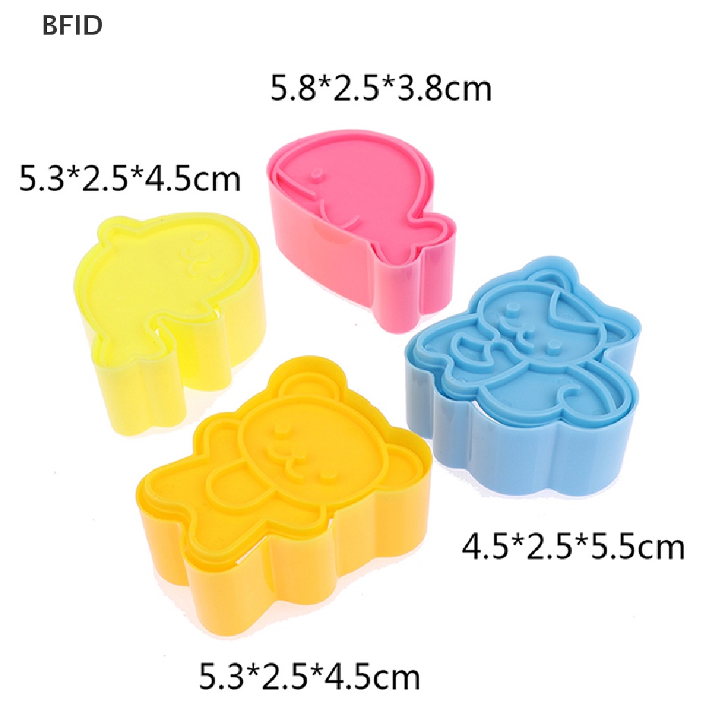 [BFID] 4pcs/set Lucu Samll Dolphin Samll Seal Squirrel Bear Sandwich Cookie Mold Pemotong Pemotong Cookie Kue Decorag Cetakan Alat Mini Sandwich Die Rice Ball Mold Alat Dapur [ID]