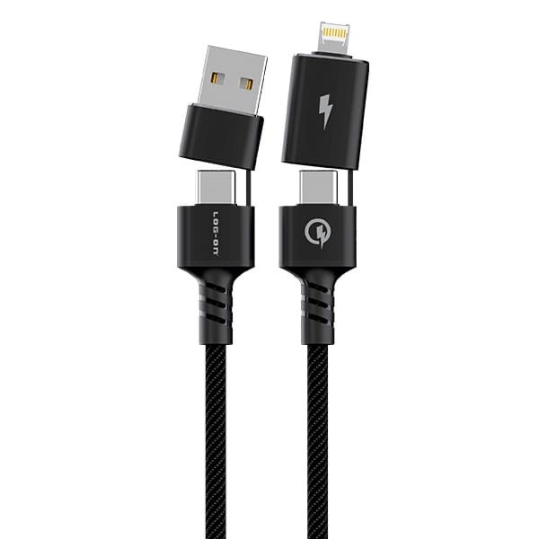 KABEL DATA LOG ON 65W LO-CB72 4in1 MULTI USB C+C TO C + LIGHTNING PD FAST CHARGING