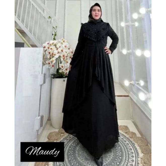 Gamis Wanita Terbaru 2023 Maudy Dress Ceruty Babydoll Full Furing Gamis Malaysia Baju Kondangan Wanita Kekinian